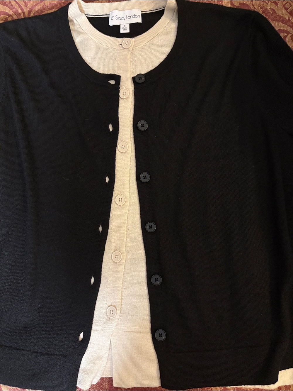 by Stacy London Black & Cream color block illusion  Button- Up cardigan Size S